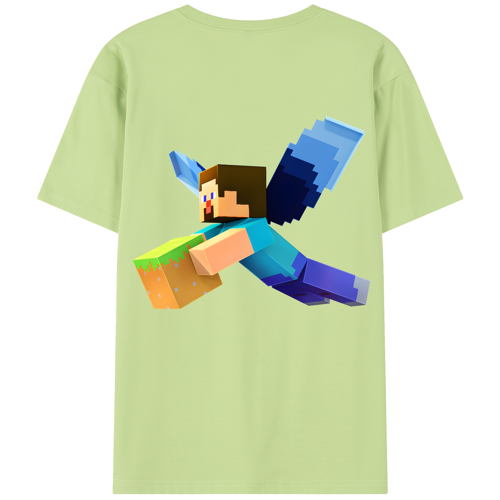 （画像用） マインクラフト ブロックの世界 Minecraft MC Block world 綿100％半袖Tシャツ（背面プリント）